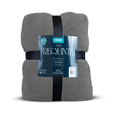 Imagem de Manta Microfibra Flannel Requinte Queen Cinza 220x240cm - Uzoo Manta Microfibra Flannel Requinte Queen 220x240cm Cinza
