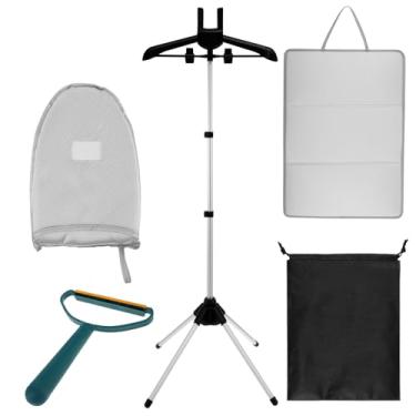 Imagem de Suporte para vaporizador, suporte de ferro a vapor rotativo de 360°, ajustável, portátil, para vestuário, suporte de vaporizador, dobrável, suporte para roupas