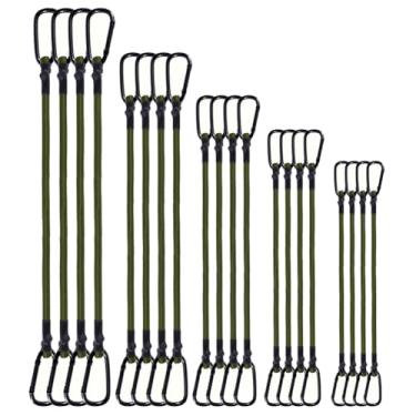 Imagem de Pacote com 20 cabos elásticos com mosquetão, 45,7 cm, 61 cm, 81,3 cm, 101,6 cm, 121,9 cm, tiras resistentes ao ar livre com ganchos, corda elástica de grau industrial de 90 kg para prender lonas
