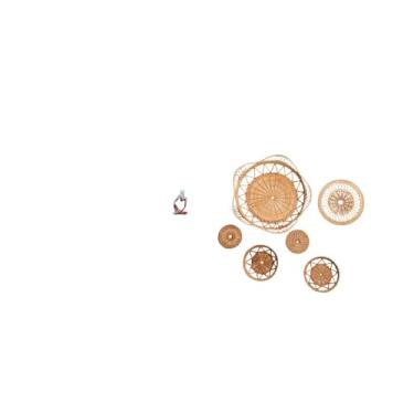 Imagem de Fenteer Escultura Abstrata de Resina Representando Um Pensador E Peça única de Arte de Parede em Rattan Trançado, Ideal para Quarto, Escritório, Loja, Estante