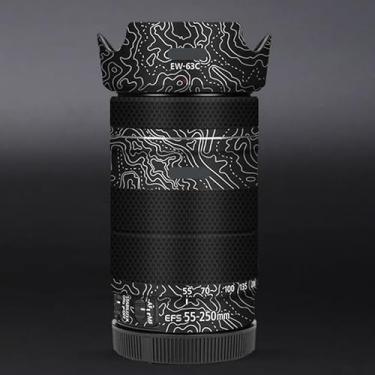 Imagem de EFS 55-250 4-5.6 Película de vinil adesivo protetor para câmera para Canon EF-S 55-250 mm F4-5.6 é STM III acessórios de fotografia (contorno preto branco)