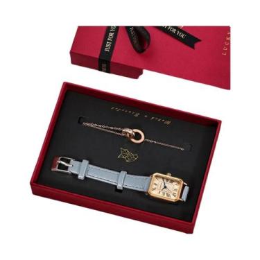 Imagem de Conjunto De Relógio De Pulso Quadrado De Quartzo Feminino Fashion LUCK