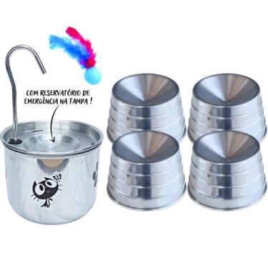 Imagem de 1 Bebedouro Para Gato com 4 Comedouros Ergonômicos Tipo Fonte - DM SOL