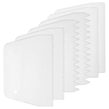 Imagem de LXUEJIE 6 unidades de espalhador de cola, 3 tipos diferentes de aplicadores de cola entalhada reutilizáveis, kits de espátula de plástico para aplicação de colas, epóxi PET Putty