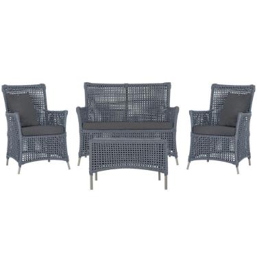 Imagem de Jogo Sofá 2 Poltronas E Mesa Igapó Fendi E11 Trama Original Prata