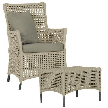 Imagem de 1 Poltrona E 1 Mesa Igapó Em Alumínio Preta Corda Náutica E8 Rami