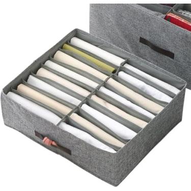 Imagem de Caixa Organizadora com Divisórias em Cinza, Compartimentos Múltiplos com Zíper, Organizador de Gavetas para Roupas e Acessórios