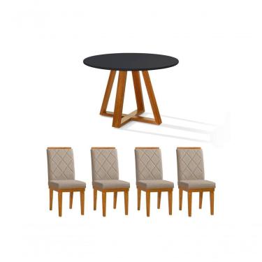 Imagem de Mesa De Jantar Bela Redonda Tampo Vidro/mdf 105cm Luxo