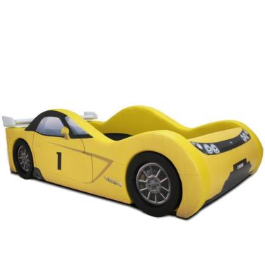Imagem de Cama Carro Viper - Solteiro Estofada Com Rodas Embutidas - Amarela