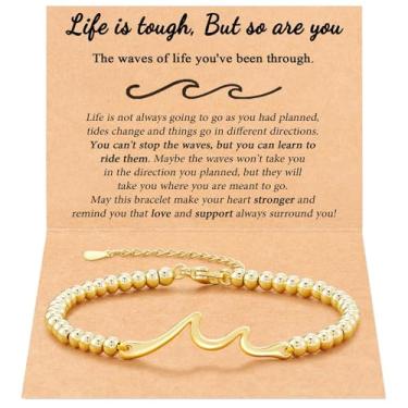 Imagem de PEITEN Pulseira de encorajamento, The waves of lifg you've beon shrough, Life is tough, But So Are You, Presentes atenciosos para amiga, irmã colega de trabalho, presentes inspiradores para mulheres