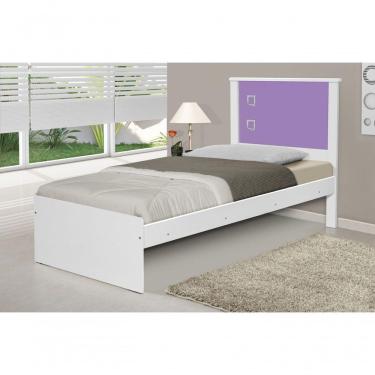 Imagem de Cama Solteiro Viana - Branca E Lilas