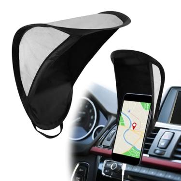 Imagem de HQRNYP Guarda-sol para celular de carro, protetor solar de telefone de carro, suporte de guarda-chuva vertical antirreflexo automático para smartphone, capa de guarda-chuva dobrável para smartphone