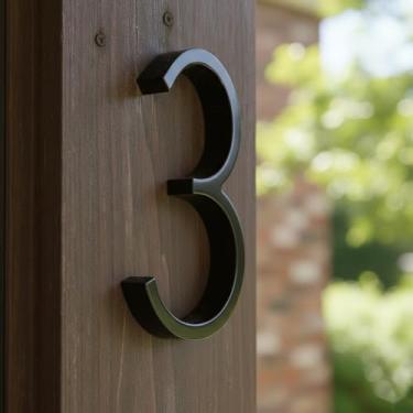 Imagem de Números de casa em liga metálica de 12 cm para fora, número de endereço preto para caixa de correio de porta da frente para apartamentos, escritório, hotel