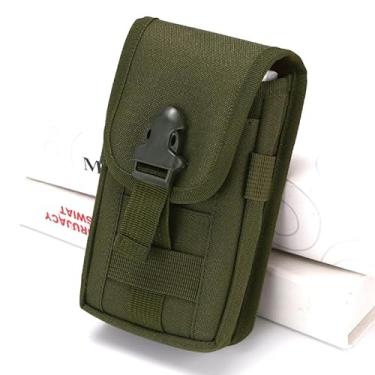 Imagem de Bolsa tática para celular Molle, coldre para smartphone, bolsa utilitária portátil EDC, porta-cartões, organizador, pacote de segurança resistente, adequado para cinto de cintura, verde, 10 x 16,7 cm