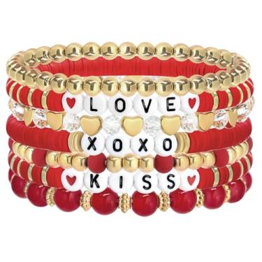 Imagem de nylry 7 peças de pulseiras de Natal para mulheres, contas de argila, conjunto de pulseiras elásticas da amizade, acessórios de Natal, joias, decoração de Natal, lembrancinhas de festa, presentes de