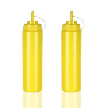 Imagem de WELKOR Garrafas de espremer condimento Kitchen Foodservice de 680 g para molhos, com tampa de torção, à prova de vazamento, mostarda, xarope, molhos, molhos, óleo, ketchup, plástico livre de BPA