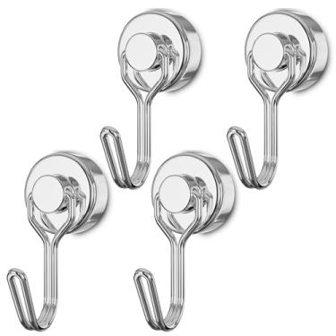 Imagem de Tohoer Ganchos magnéticos, ganchos de ímãs de neodímio resistentes 13,6 kg à prova de ferrugem para geladeira, geladeira, forno, churrasqueira, chave, suporte de ferramentas, utensílios, cozinha, ao