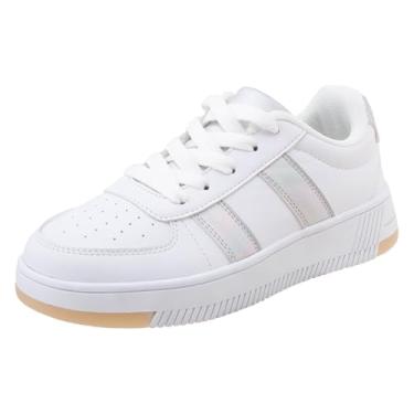 Imagem de Brash Tênis infantil infantil moderno para uso diário da Payless, Listra (branco/iridescente), 14