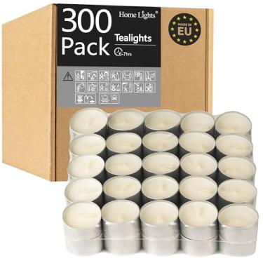 Imagem de HomeLights Velas brancas sem perfume – 300 pacotes, 6 a 7 horas de queima sem fumaça, mini velas de parafina votivas com mechas de algodão para Shabat, casamentos, Natal