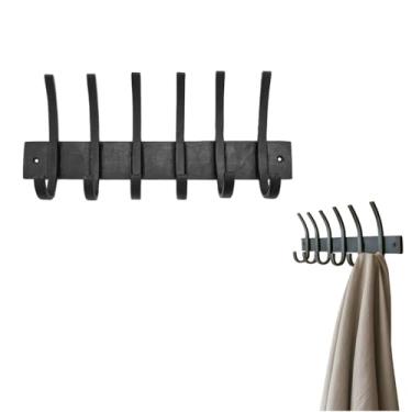 Imagem de SaKeGa Ganchos de parede de ferro fundido rústico, ganchos utilitários retrô resistentes para pendurar casaco, bolsa, toalha, roupão, chapéu e mais: preto