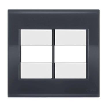 Imagem de Placa 2 Módulos 4X4 - Tramontina Liz Grafite / Branco