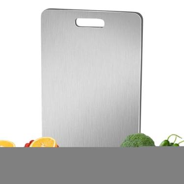 Imagem de Tábua de corte de titânio - Tapete de preparação de refeição dupla face - Tábua de corte de vegetais portátil para acampamento ao ar livre, piquenique, inauguração de casa, casamento, trailer