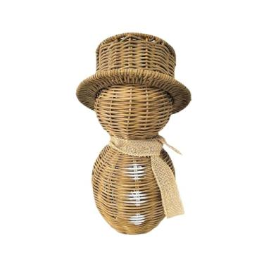 Imagem de Tachiuwa Escultura de boneco de neve para decoração de Natal, enfeite de mesa com trama de inverno, ornamento natalino para lareira, corredor, mesa ou quarto, 15.5 Cm X 15.5 Cm X