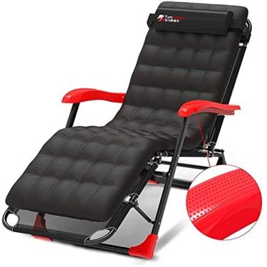 Imagem de Espreguiçadeira grande com bloqueio de gravidade zero para jardim e ar livre, cadeira de praia dobrável com almofada de algodão, suporta cadeira multifuncional de 200 kg (cor preta.