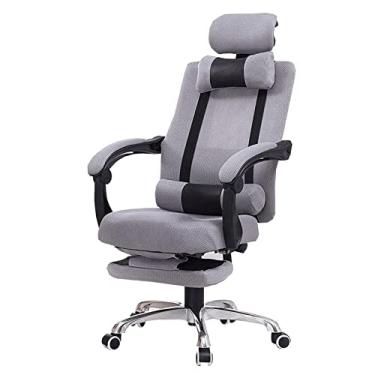 Imagem de Cadeira de escritório cadeira de jogos cadeira de computador com encosto alto cadeira ergonômica giratória PC cadeira de escritório cadeira de mesa estofada cadeira de trabalho (cor: cinza) necessário