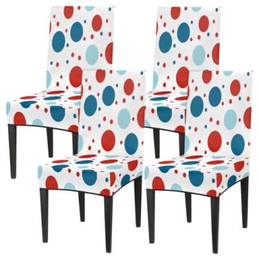 Imagem de hongjinglin Conjunto de 4 capas elásticas para cadeira de sala de jantar, conjunto de 4 peças, capas de poltronas coloridas fofas removíveis laváveis para cozinha, casa, hotel, banquete, festa de