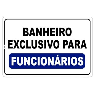 Imagem de Placa de Sinalização Banheiro Exclusivo para Funcionários, Azul, PS 1mm, Impressão UV, 30x20 cm, Fixação com Fita Dupla Face (1)
