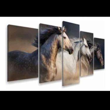 Imagem de quadros decorativo 5 peças mod 3 cavalos - autopc 3mm