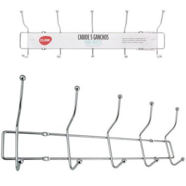 Imagem de Cabide Suporte Pendurar Roupa Parede Aço Inox 10 Gancho Casaco Toalha 