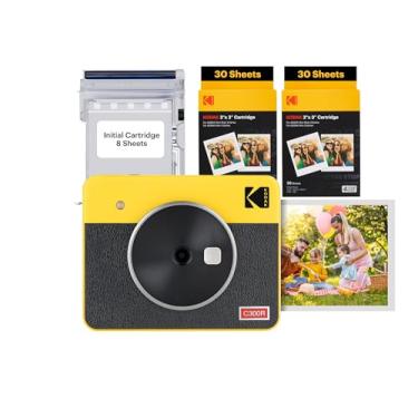 Imagem de Kodak Mini Shot 3 Retro - Câmera Instantânea e Impressora Fotográfica 2 em 1 (60 folhas), foto 7,6 x 7,6 cm, compatível iOS e Android, Bluetooth,4PASS alta definição e acabamento laminado – Amarela