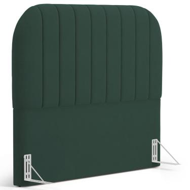 Imagem de Cabeceira Cama Box King Estofada Orgânica 195cm Alice W01 Suede Verde Musgo - Lyam Decor