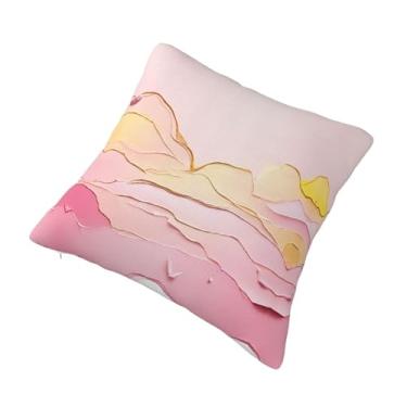 Imagem de Almofada quadrada decorativa com glitter sintético dourado - Design reversível, zíper oculto, poliéster macio para sofá, cama e carro - Hipoalergênico 45 x 45 cm