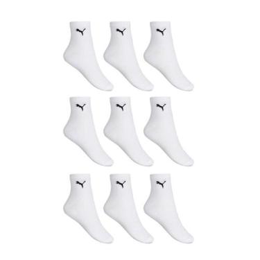 Imagem de Kit 9 Pares de Meias Puma Esportiva Cano Médio Masculino, Branco, 39-4
