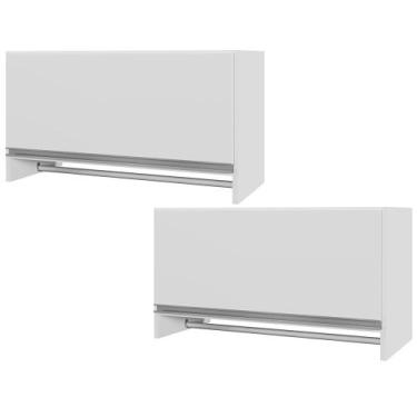 Imagem de Kit 02 Armários Multiuso Aéreo Cabideiro Grécia L03 Branco - Lyam Deco