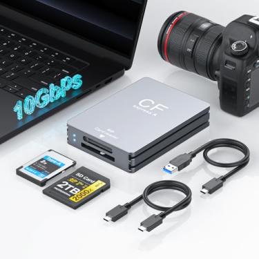 Imagem de Leitor de cartão de memória CFexpress tipo A e SD 2 em 1, 10 Gbps USB 3.2 geração 2 tipo A CFexpress leitor de alta velocidade com slot duplo SD CFexpress com USB C + cabo USB A para Windows/Mac/Linux