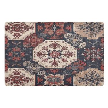 Imagem de STAYTOP Tapete de Natal com flocos de neve para entrada externa 81 x 50 cm, tapete de boas-vindas ao ar livre/interno, tapetes de banho fofos, capacho frontal antiderrapante para entrada, pátio, áreas