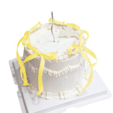 Imagem de Topo de bolo de laço amarelo, 20 peças, fitas de coquete, enfeite de cupcake para decoração de feliz aniversário, chá de bebê, festa de casamento