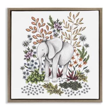 Imagem de Stupell Industries Arte de parede em tela flutuante cinza elefante selva vida selvagem, design por Cecilia Battaini, 45,7 x 45,7 cm