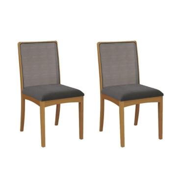 Imagem de Cadeira De Cozinha Lara 2cmm009ca Premium Madeira Maciça Kit 2 Un Carvalho-boucle Grafite-tela Grafite - Kappesberg