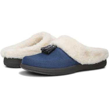Imagem de Vionic Cedar Perrin Pantufa feminina confortável sem cadarço - Pantufas femininas de suporte para ambientes internos/externos que incluem conforto de três zonas com suporte ortopédico para o arco da palmilha, ajuste médio, Azul escuro, 6.5