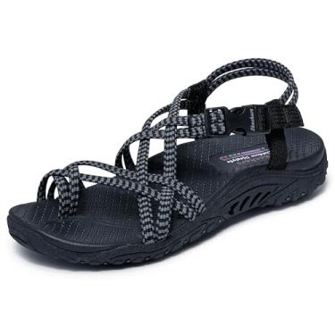 Imagem de Skechers Sandália esportiva feminina Reggae-Perfect Duo, Preto/cinza, 5.5