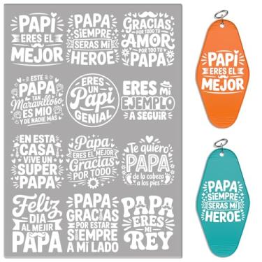 Imagem de Dorsbaby 24 peças de papel de transferência UV DTF branco com citações de pai para chaveiro de acrílico, decoração de chaveiro de motel e hotel, papel de transferência de alta viscosidade