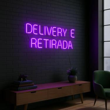 Imagem de Placa Neon Led Luminária Letreiro Delivery E Entrega 62cm A Escolher 127/220v (Roxo)