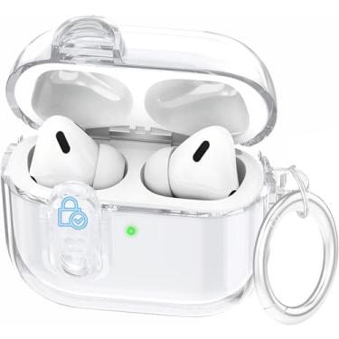 Imagem de Capa transparente (com trava de segurança) para Apple AirPods Pro 3rd 2025 feminino, capa para fones de ouvido VOTILE Soft TPU Transparency Air Pods Pro 3ª geração, chaveiro feminino para Airpod iPod