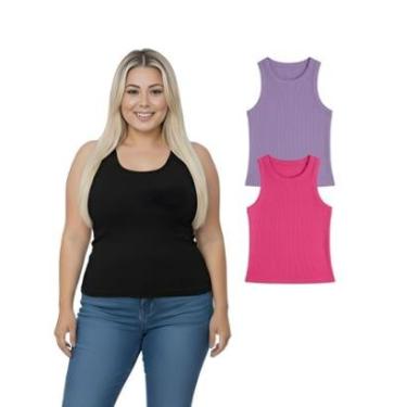 Imagem de Kit Com 2 Regatas Ribana Feminina Plus Size-Feminino
