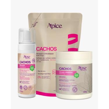 Imagem de Kit Mousse 210ml, Ativador e Refil Ativador 500ml Cachos Apice